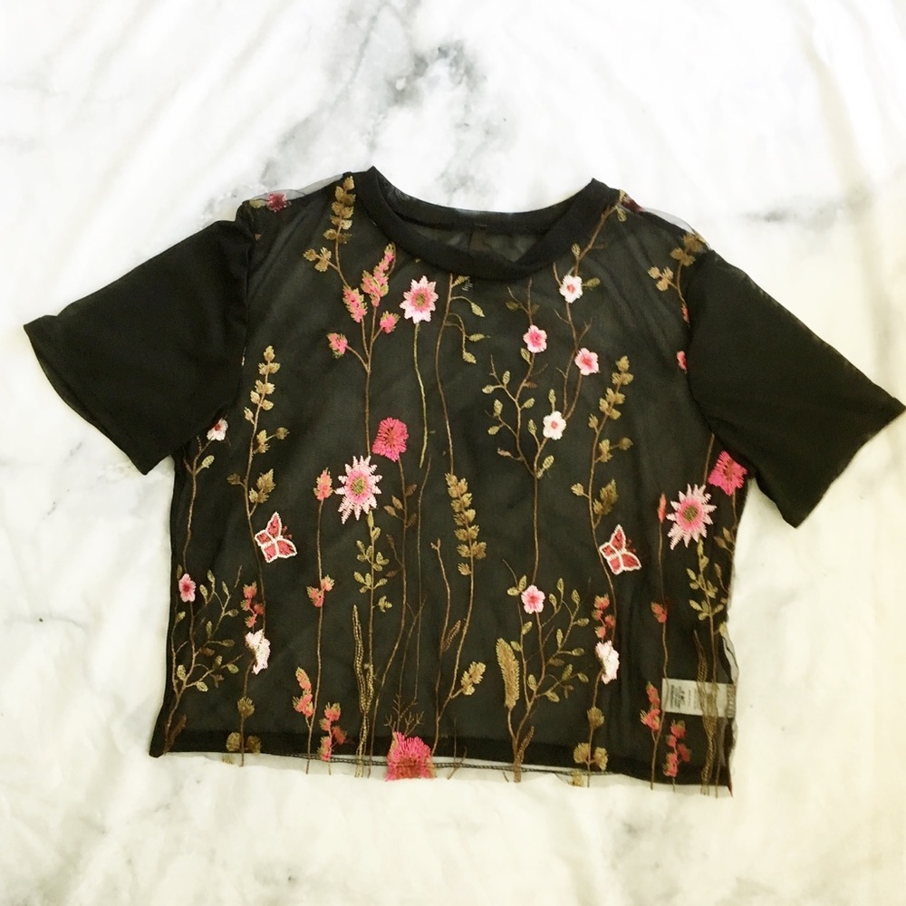 $5 for $25 - New Embroidered Sheer Top